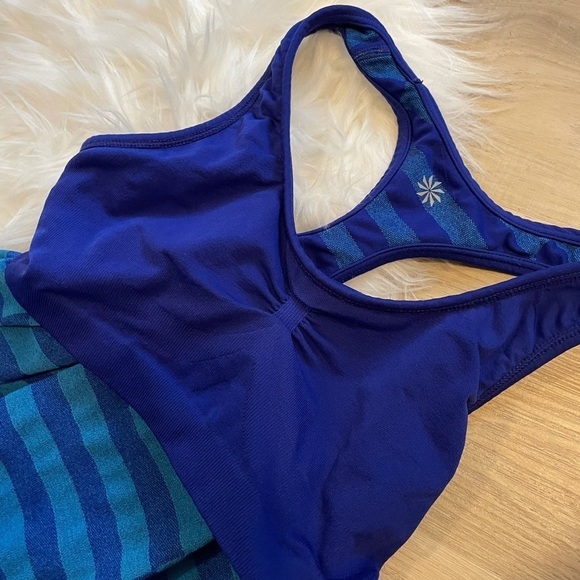𝅺Athleta Blue Striped Workout Top - Picture 6 of 10